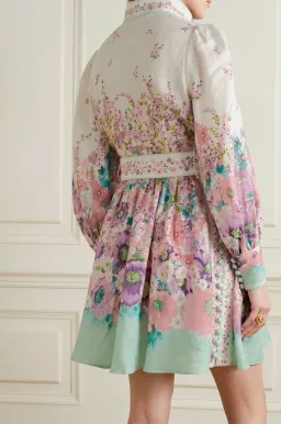 Zimmermann Jude Buttoned Mini Dress in Aqua Gradient Floral Print Size 2/ AU 12 for rent on The Volte - image 6