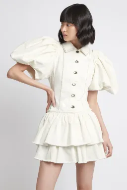 Aje Reclaim Denim Mini Dress White Size 6 for rent on The Volte - image 1