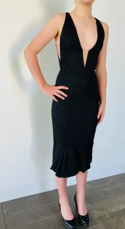 Alex Perry Plunge V Neck Midi Dress Black Size 6 for rent on The Volte - image 1
