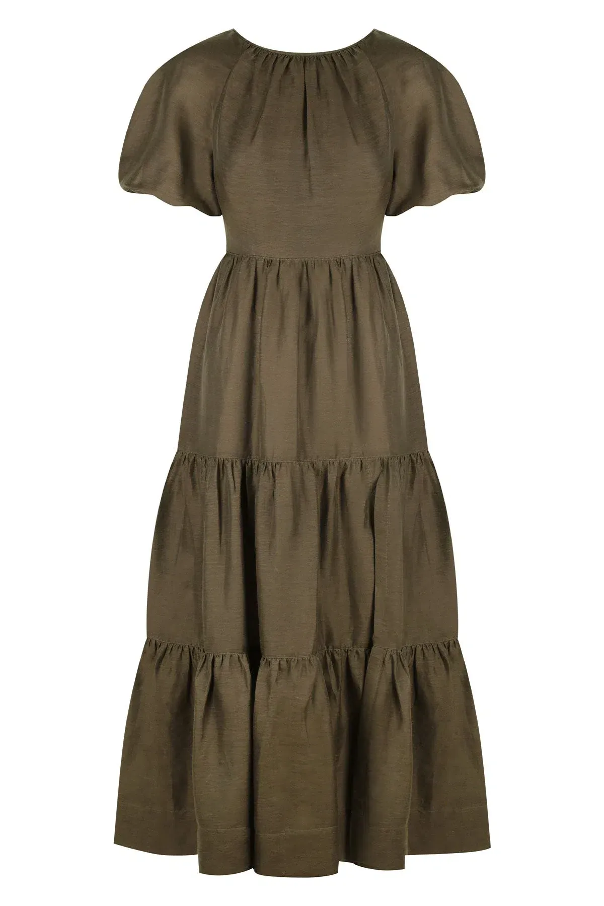 Shona Joy Bruna Linen Short Sleeve Backless Midi Dress Green Size 12 - Image 3