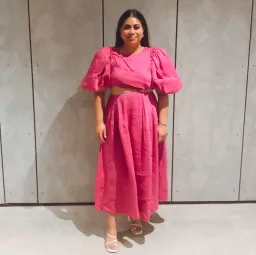  Aje Vanades Cut Out Ring Midi Dress Pink Size 14 for rent on The Volte - image 5