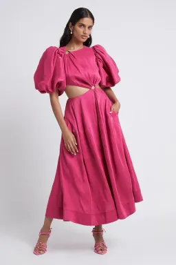  Aje Vanades Cut Out Ring Midi Dress Pink Size 14 for rent on The Volte - image 2