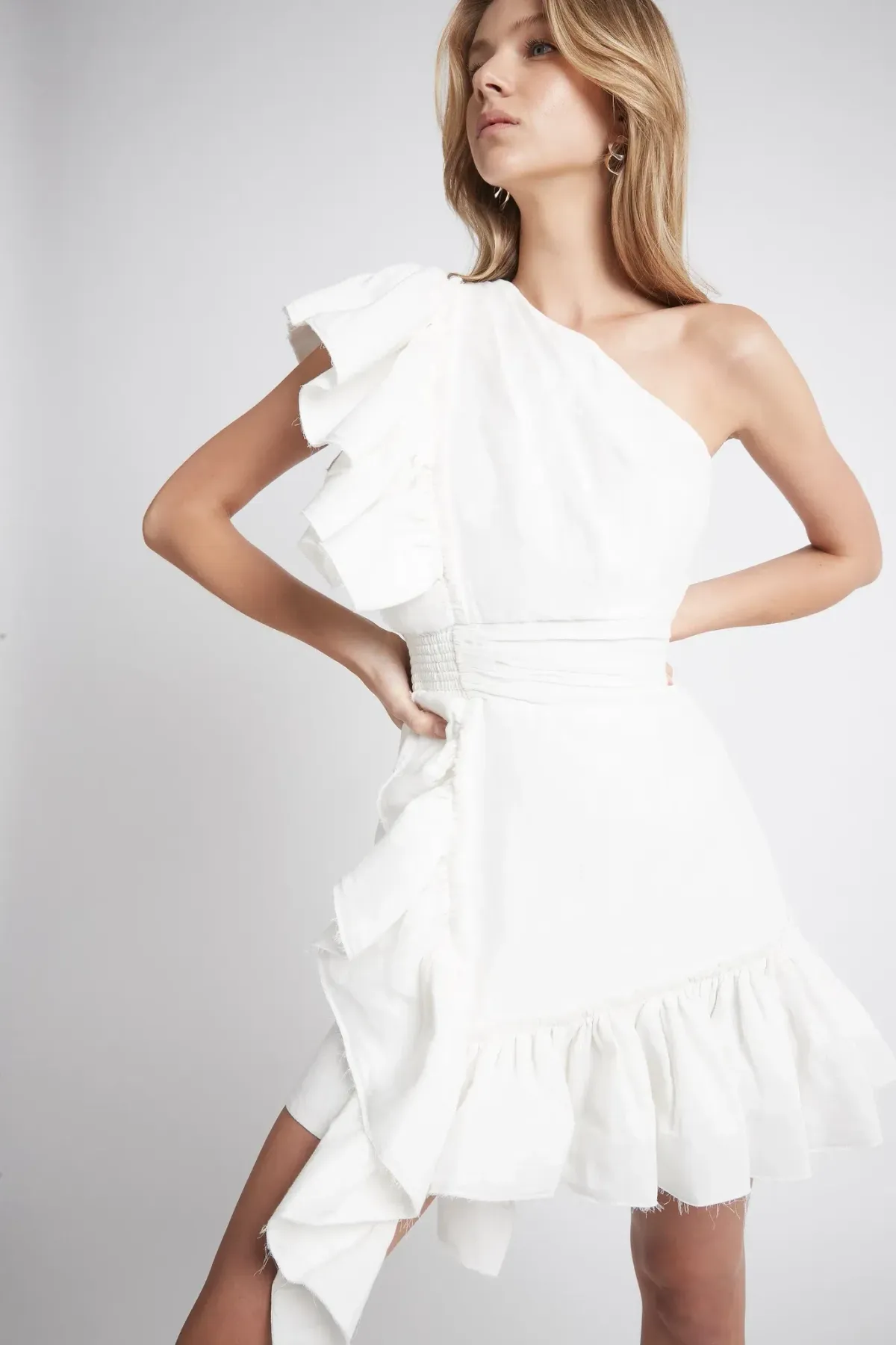 Aje Bonjour Asymmetric Mini Dress White Size 10 - Image 2