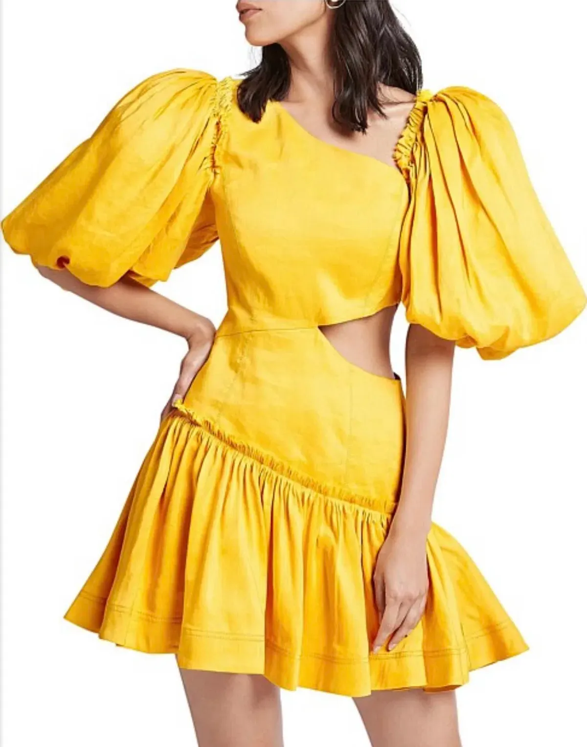 Aje Chateau Mini Dress Yellow Size 4 - Image 2