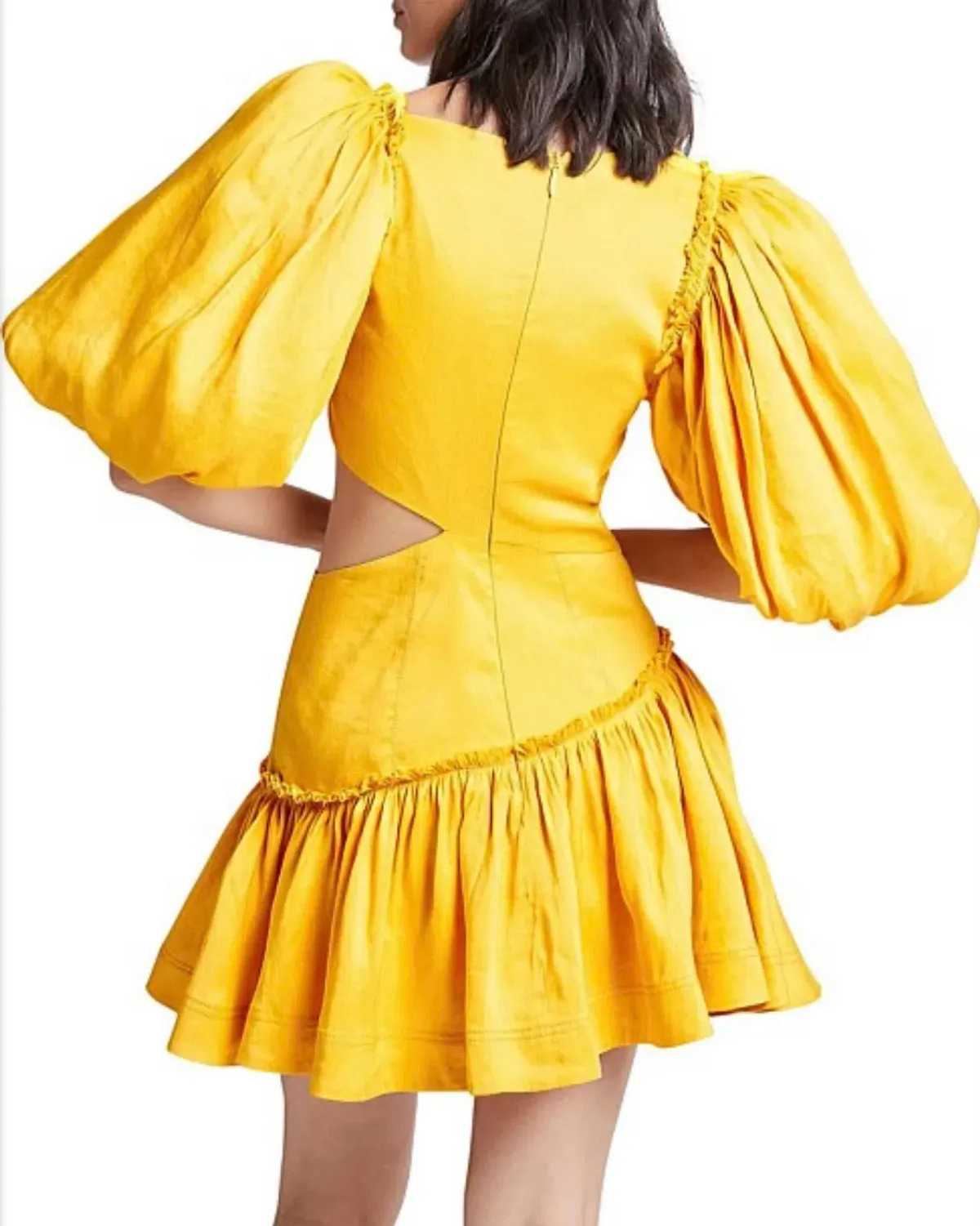 Aje Chateau Mini Dress Yellow Size 4 - Image 4