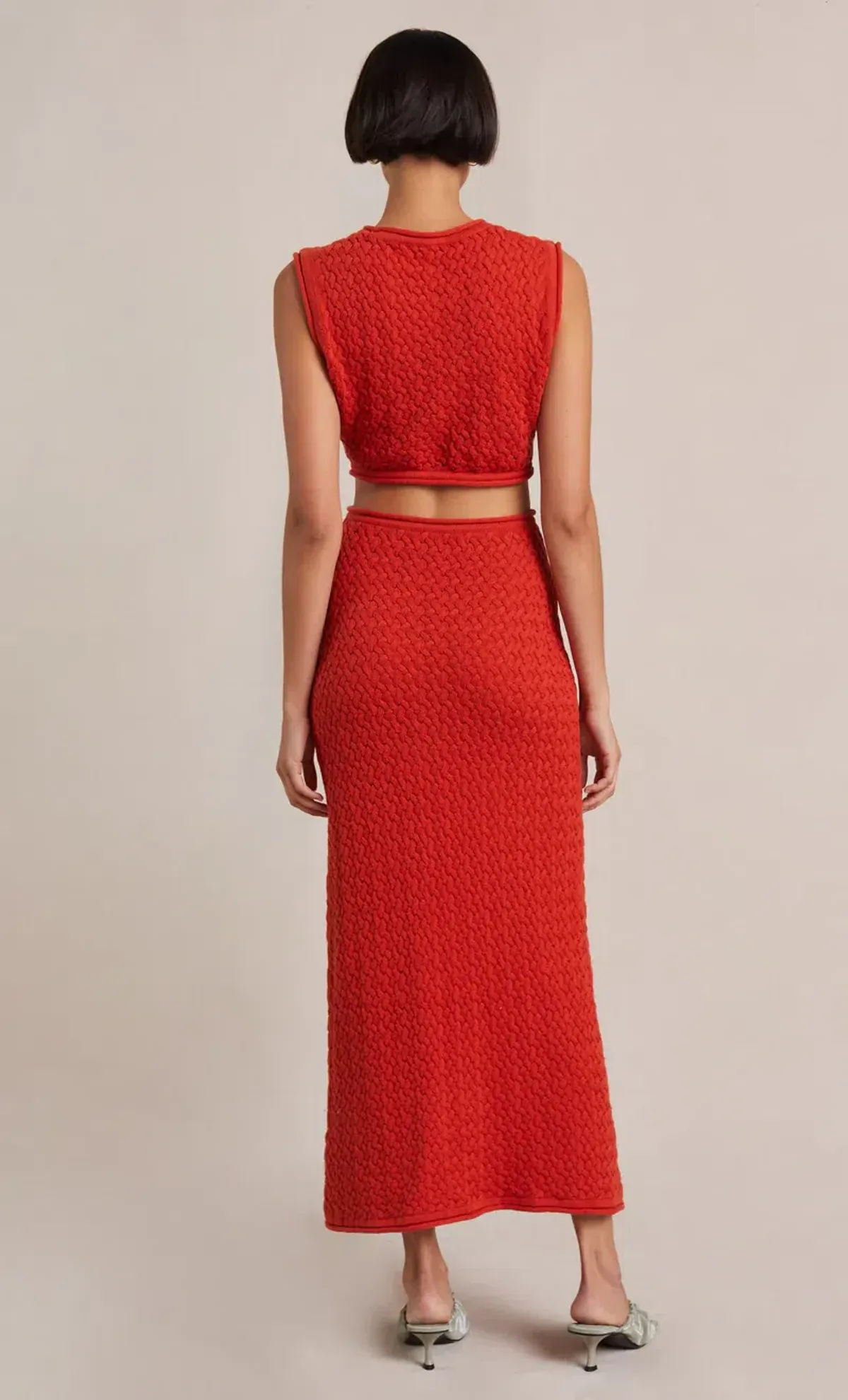 Bec & Bridge Effie Knit Cut Out Maxi Dress Red Size 14 - Image 3