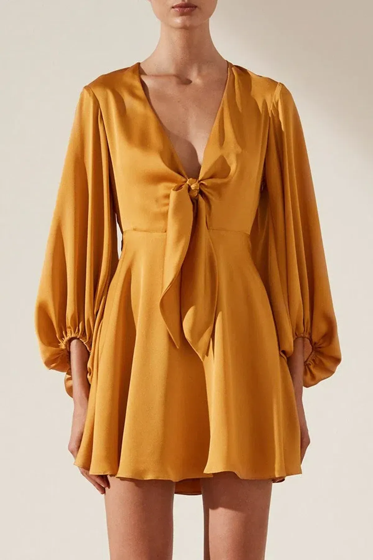 Shona Joy Oro Tie Front Mini Dress Orange Size 8 - Image 2