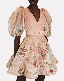 Zimmermann Dancer Puff Sleeve Mini Dress Pink Size 1 / Au 10 for rent on The Volte - image 3