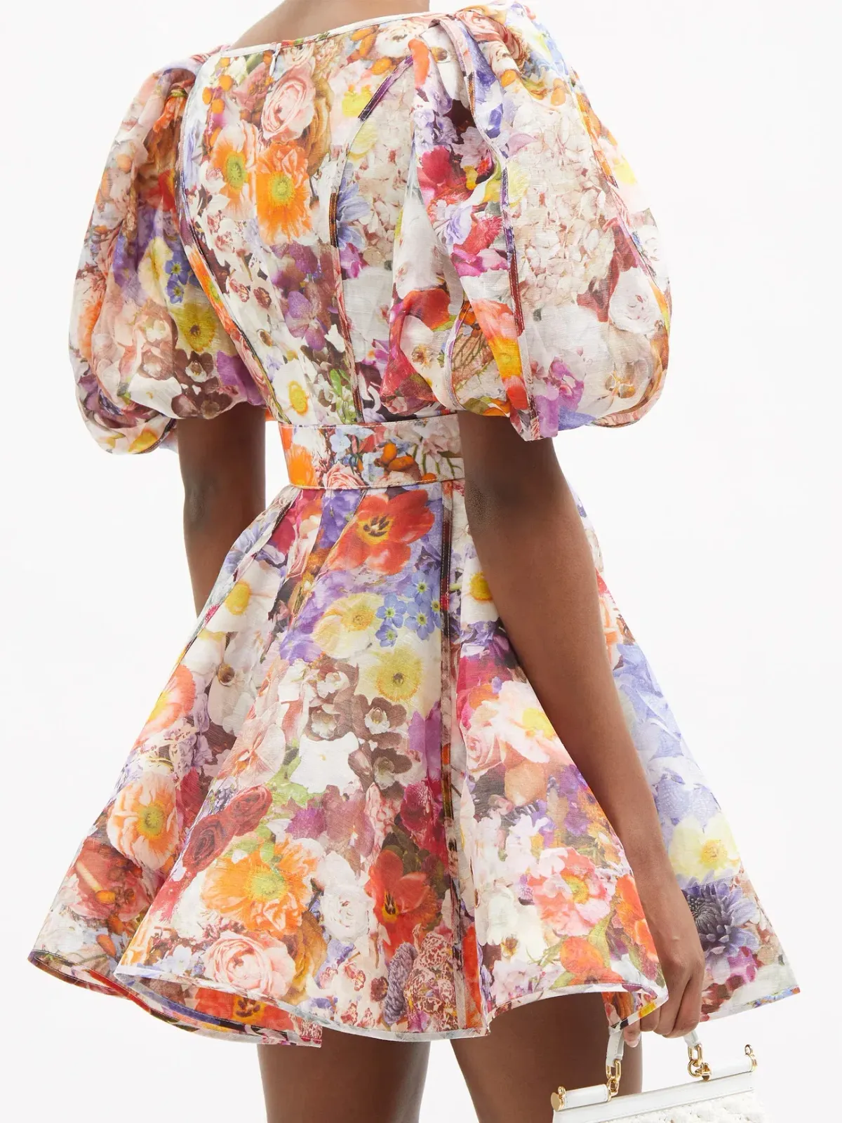 Zimmermann Prima Balloon Sleeve Floral Linen Dress Multi Floral Size 1 / Au 10 - Image 4