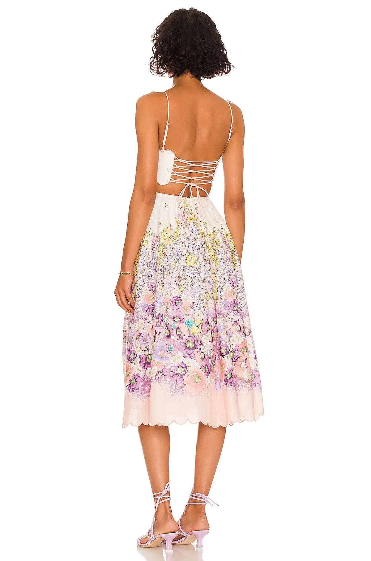 Zimmermann Jude Scallop Midi Dress Peach Gradient Floral Size 1 / Au 8 - Image 3