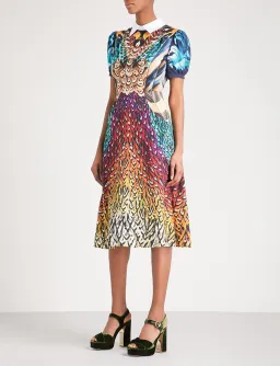 Mary Katrantzou Osprey Silk Dress Feather Print Size 6 for rent on The Volte - image 1