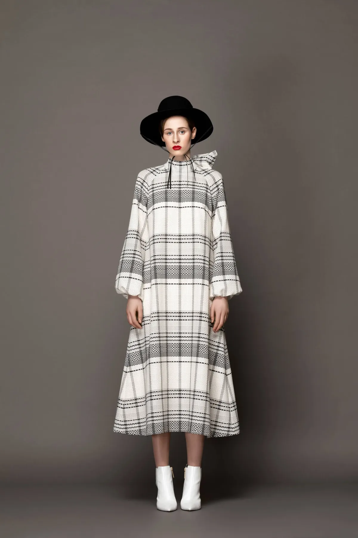 Lilli Jahilo Mary A-line Plaid Dress Woven White Size AU 6 - Image 1