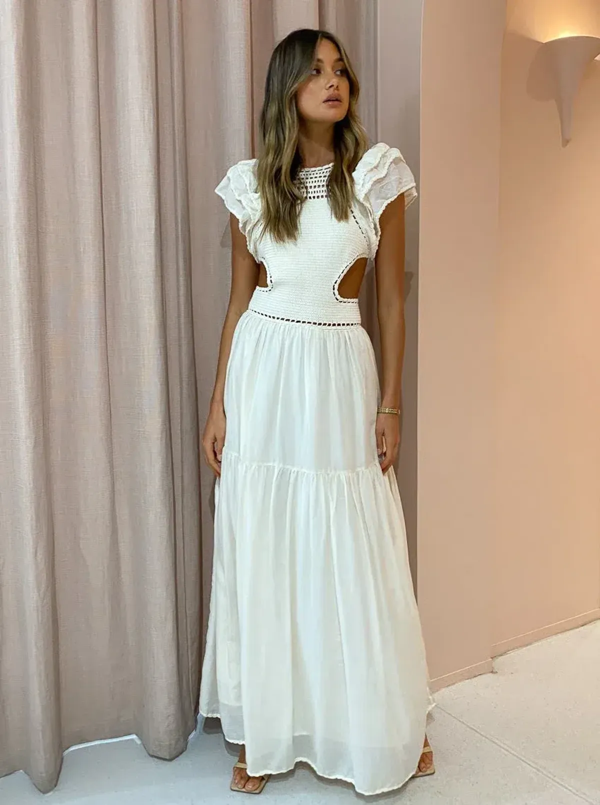 Magali Pascal Lottie Maxi Dress Ivory Size 8 - Image 1