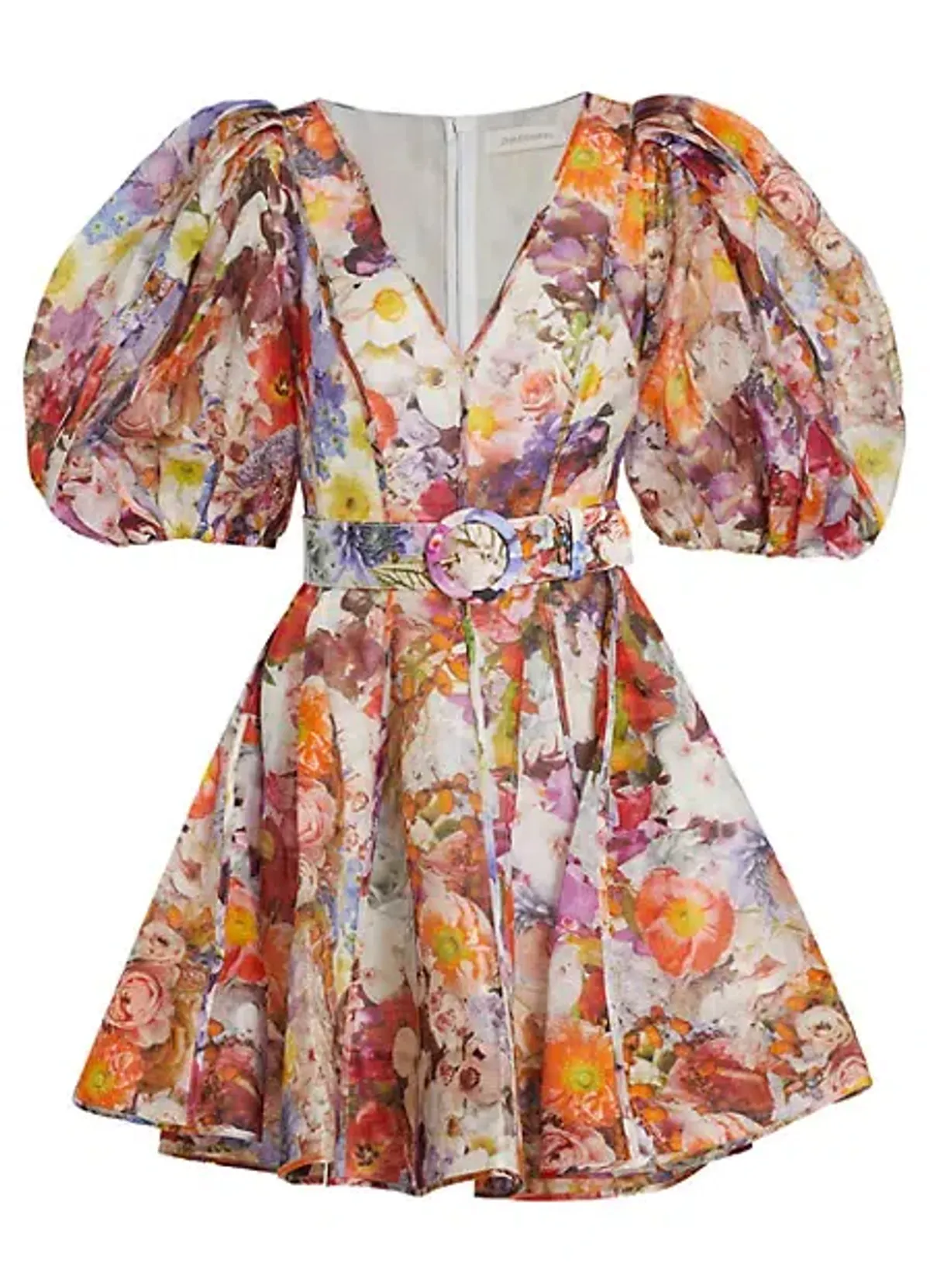 Zimmermann Prima Balloon Sleeve Belted Mini Dress Floral Size 1 / Au 10 - Image 5