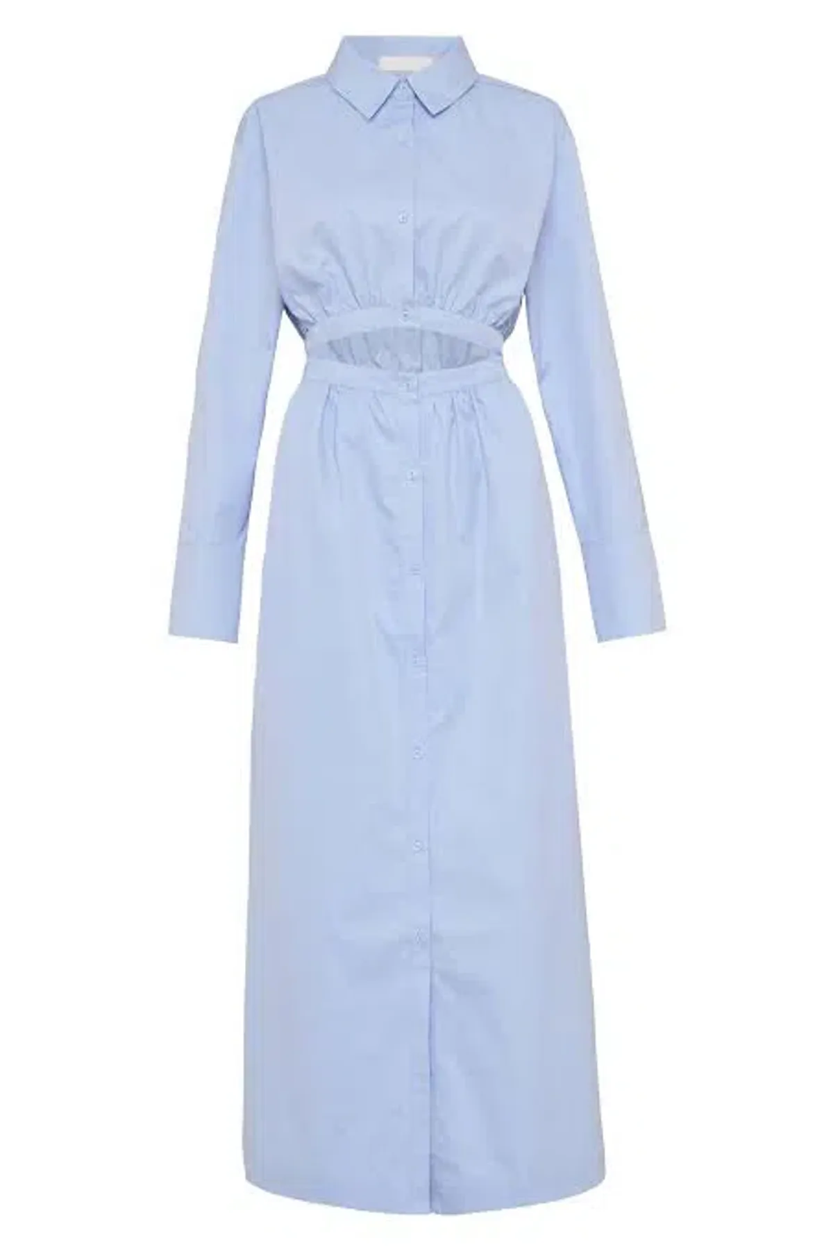 Sir the Label Ilkin Deconstructed Shirt Dress Blue Size 8 - Image 4