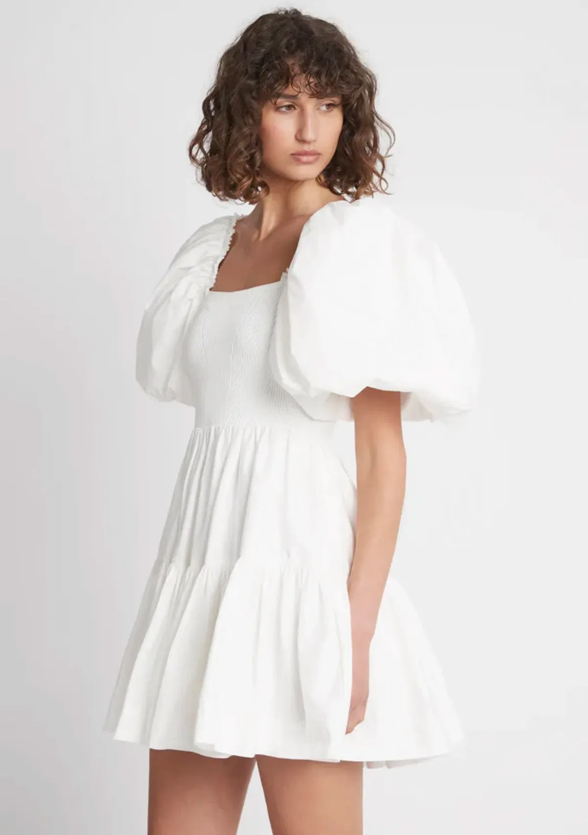 Aje Casa Puff Sleeve Mini Knit Dress White Size 14 - Image 3