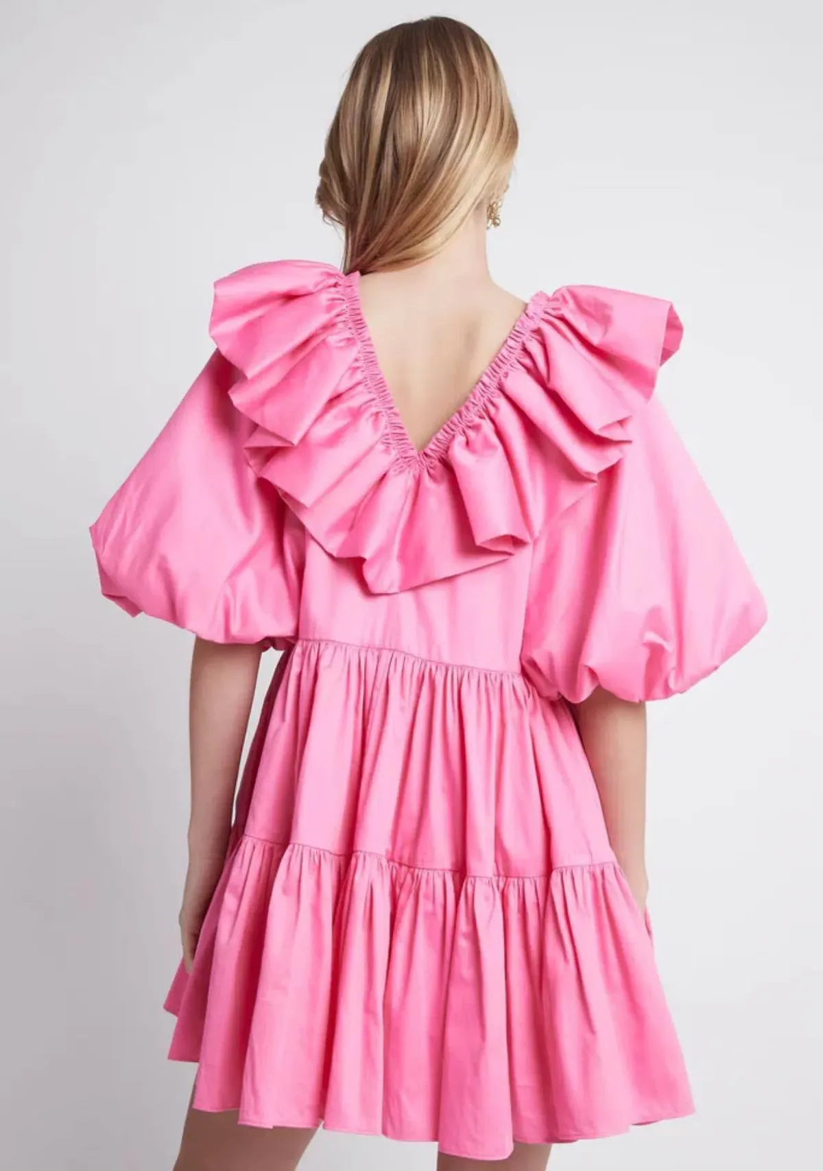 Aje Solstice Ruffle Tiered Smock Mini Dress Pink Size 14 - Image 6