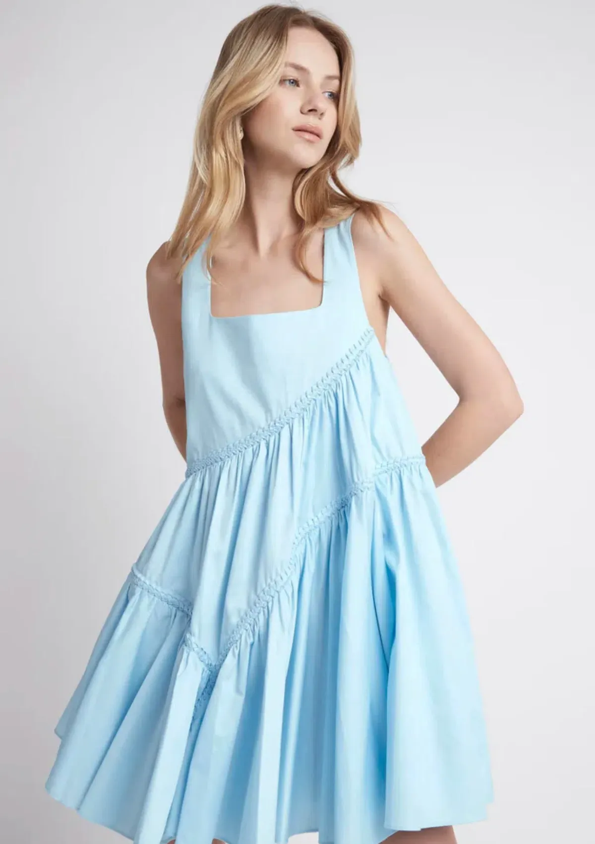 Aje Casabianca Sleeveless Braided Dress Ice Blue Size 14 - Image 2