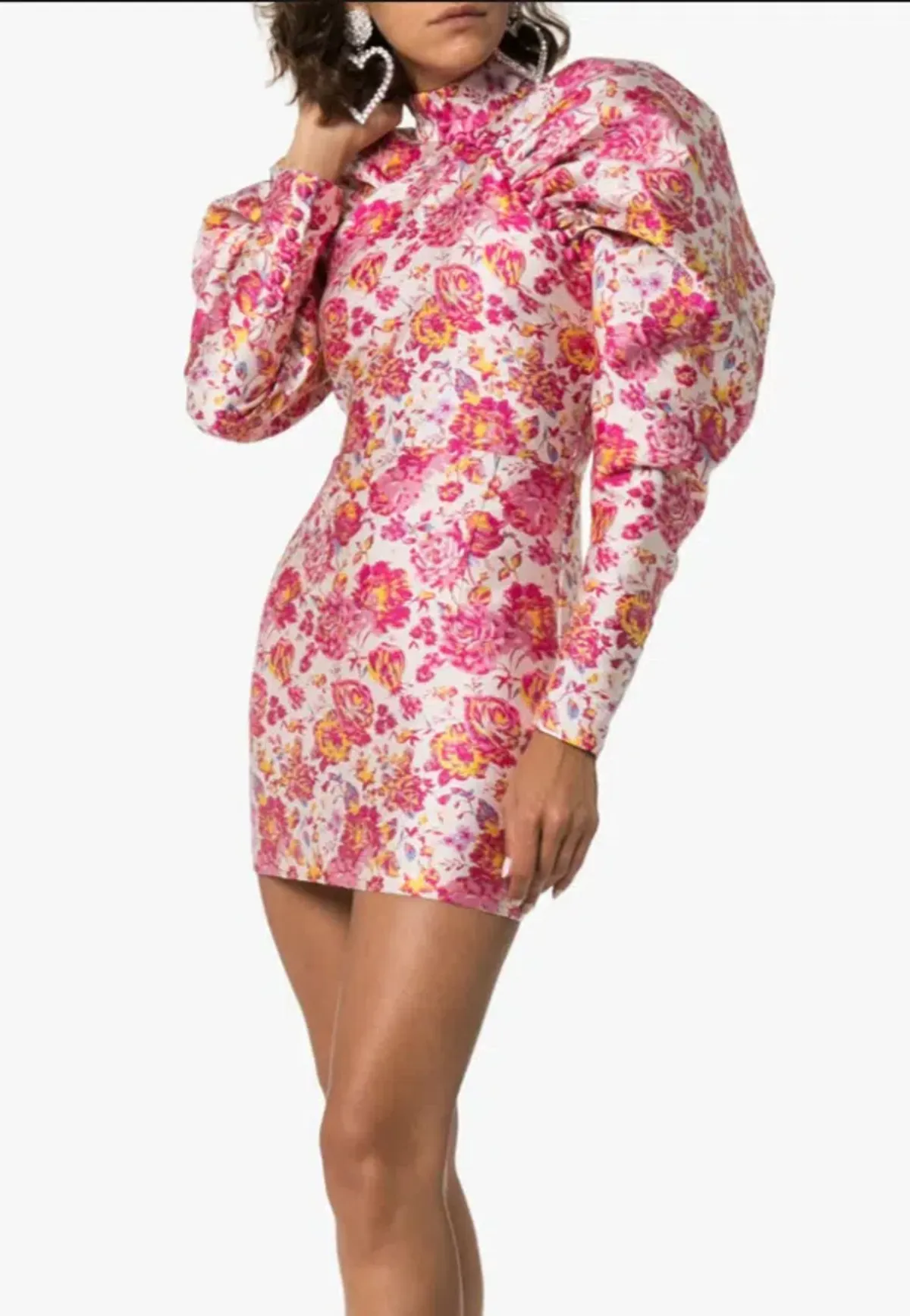 Rotate By Birger Christensen Button-detailed Ruched Floral-jacquard Mini Dress In Multi Size 8 - Image 3