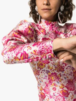 Rotate By Birger Christensen Button-detailed Ruched Floral-jacquard Mini Dress In Multi Size 8 for rent on The Volte - image 5