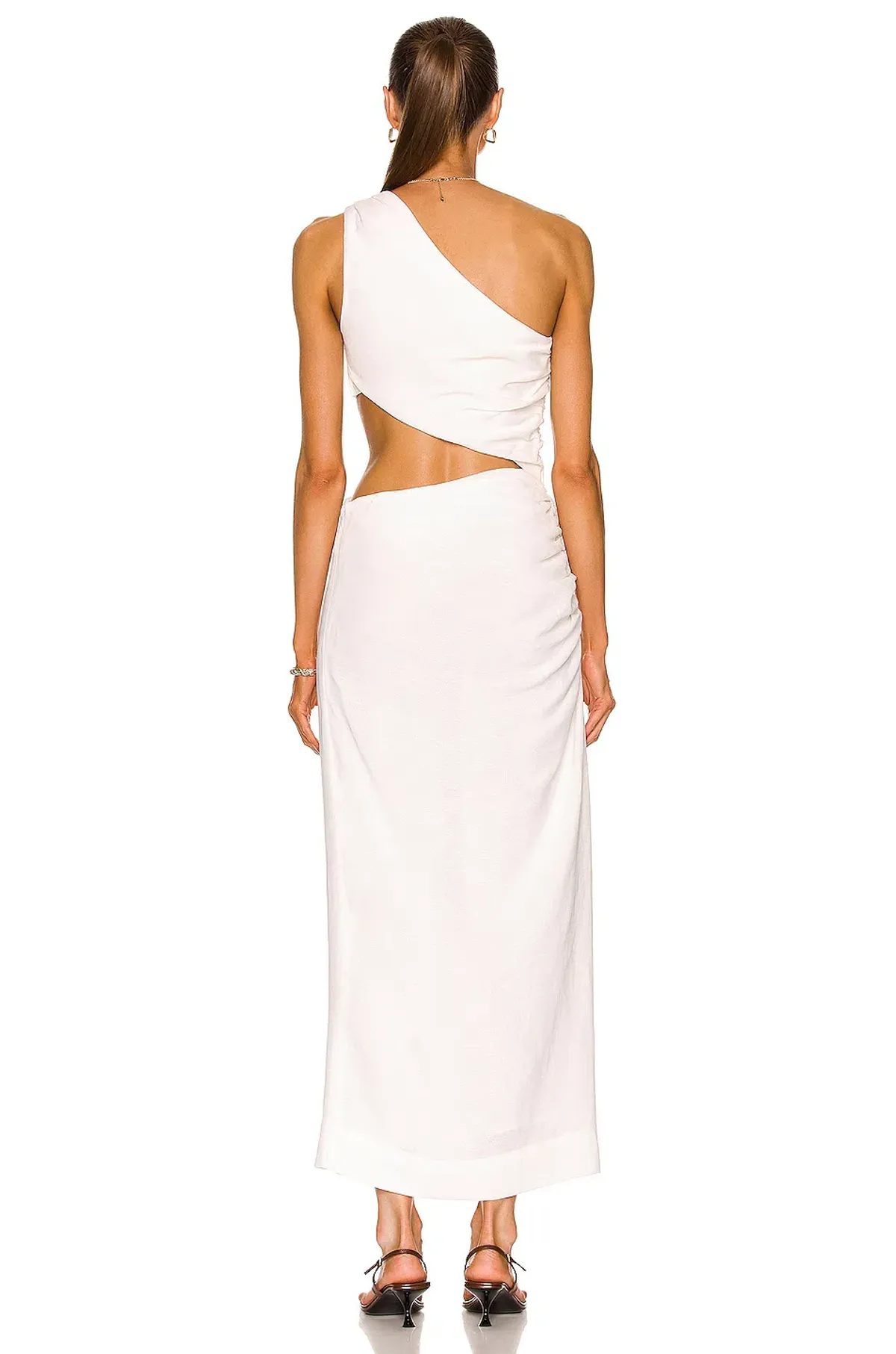 Sir The Label Clemence One Shoulder Midi Dress in Ivory Size 0 - Image 4
