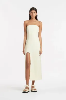 Sir The Label Marco Structured Midi Dress In Lemon Yellow Size 1 / AU 8 for rent on The Volte - image 1