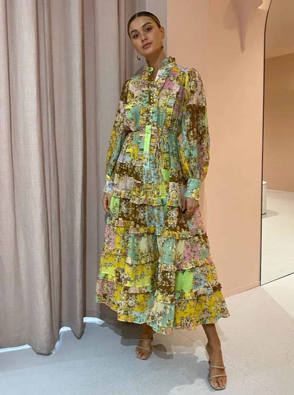 Alemais Matilde Pleat Shirt Dress Print Size 8 - Image 2