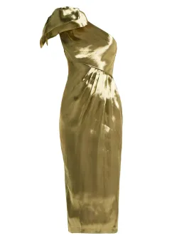 Maria Lucia Hohan Alya One Shoulder Dress Gold Size 10 for rent on The Volte - image 4
