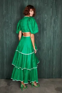 Mackenzie Mode Puff Sleeve Dress Emerald Green Size 10 for rent on The Volte - image 2