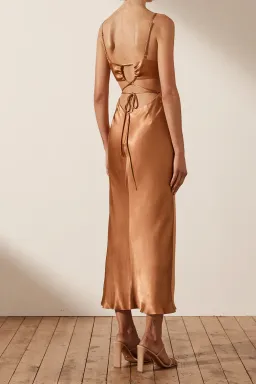 Shona Joy La Lune Backless Midi Dress Copper Size 8 for rent on The Volte - image 3