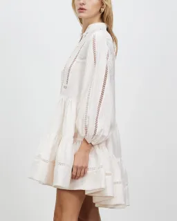 Shona Joy Joia Pin Tuck Tuxedo Mini Dress Ivory Size 6  for rent on The Volte - image 2