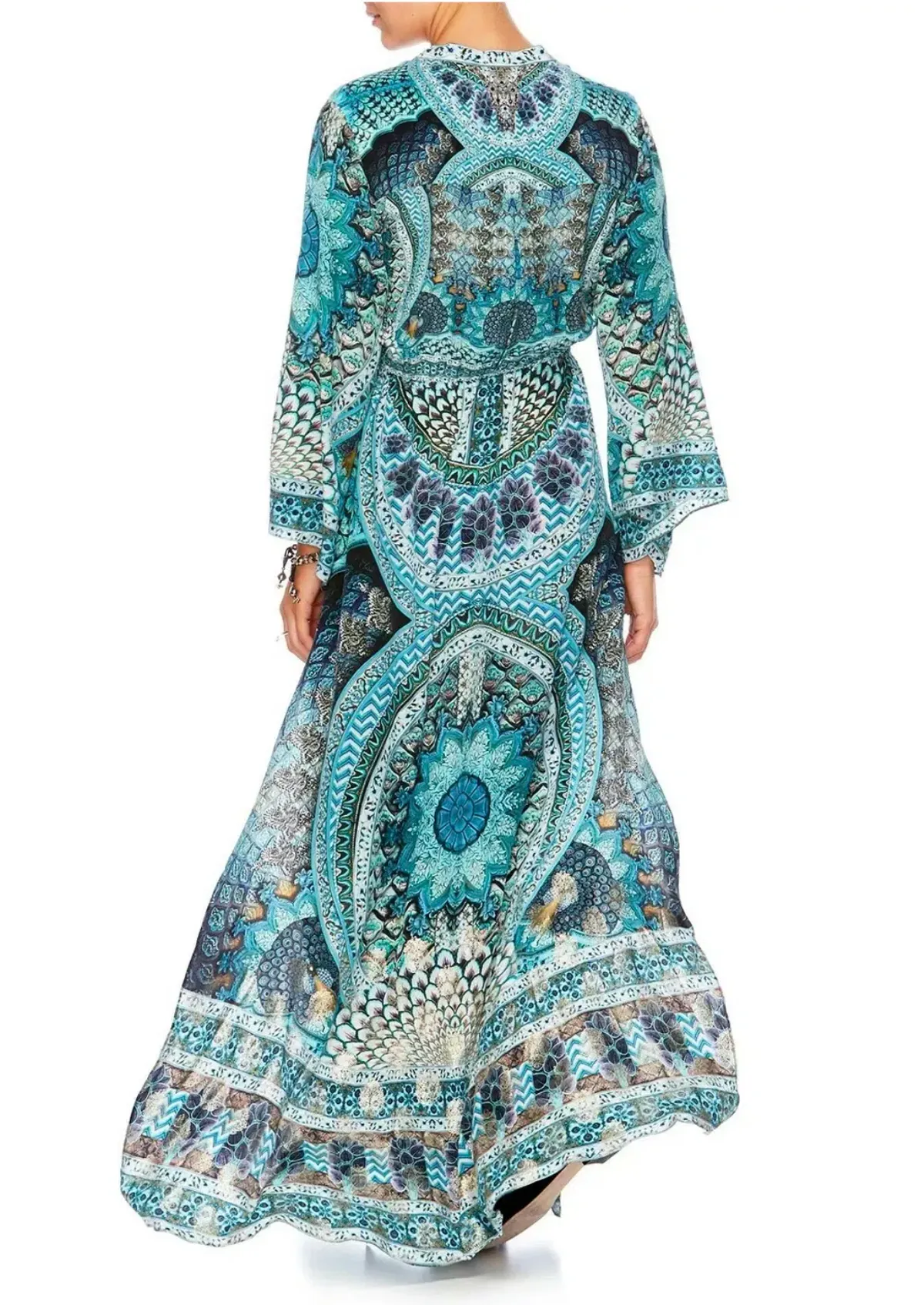 Camilla Drawstring Button Up Dress Turn On The Charm Print Size L - Image 12