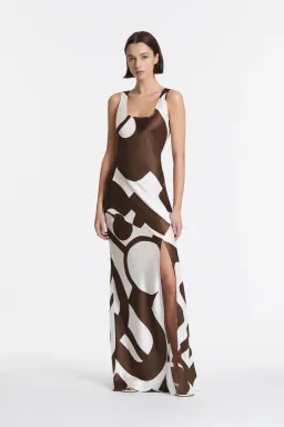 Sir the Label Julien Asymmetric Slip In Abstract Chocolate Size AU 10 for rent on The Volte - image 1