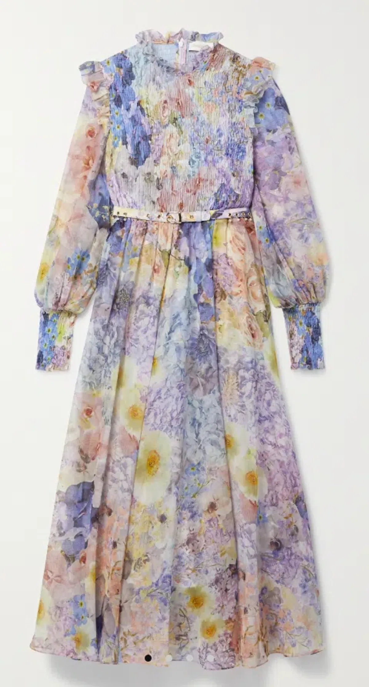 Zimmermann Rhythmic Shirred Midi Dress Floral Size 1 / Au 10 - Image 3