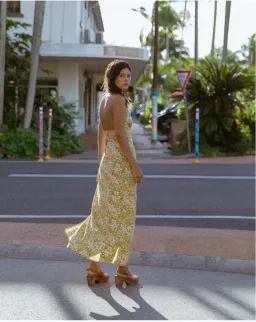 Golden Brown The Label Moneypenny Dress Bloom Yellow Size AU  6  for rent on The Volte - image 5