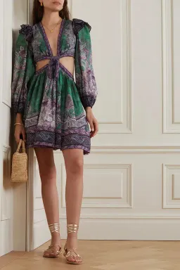 Zimmermann Anneke Ruffle Mini Dress Print Size 0P/Au 6  for rent on The Volte - image 1