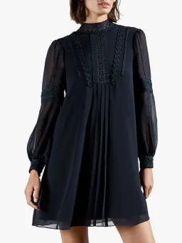 Ted Baker Georrgi Embroidered Mini Dress Navy Size 4 for rent on The Volte - image 2