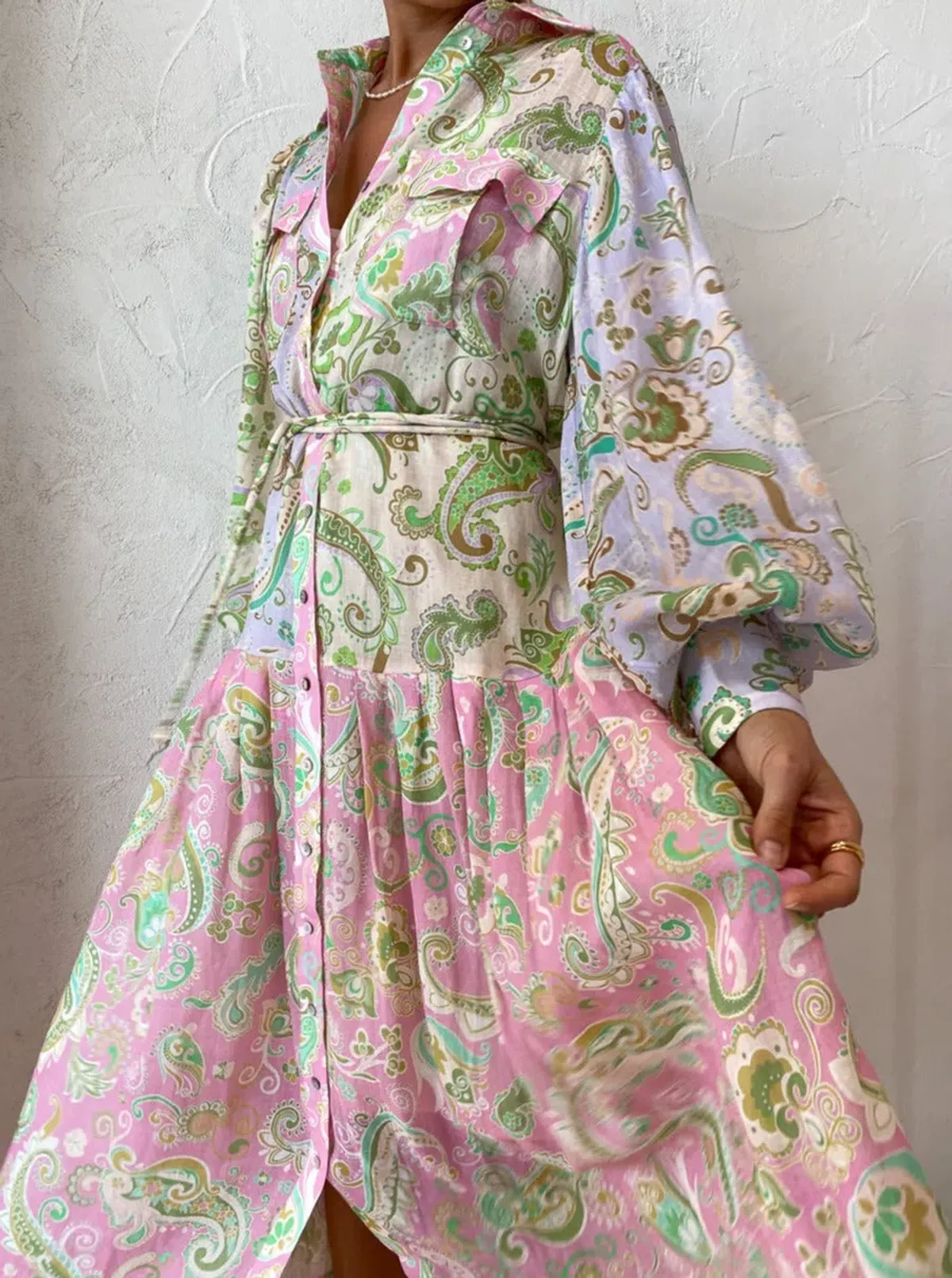 Alemais - Marta Patchwork Shirt Dress Print - Size 12 - Image 5