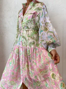 Alemais - Marta Patchwork Shirt Dress Print - Size 12 for rent on The Volte - image 5