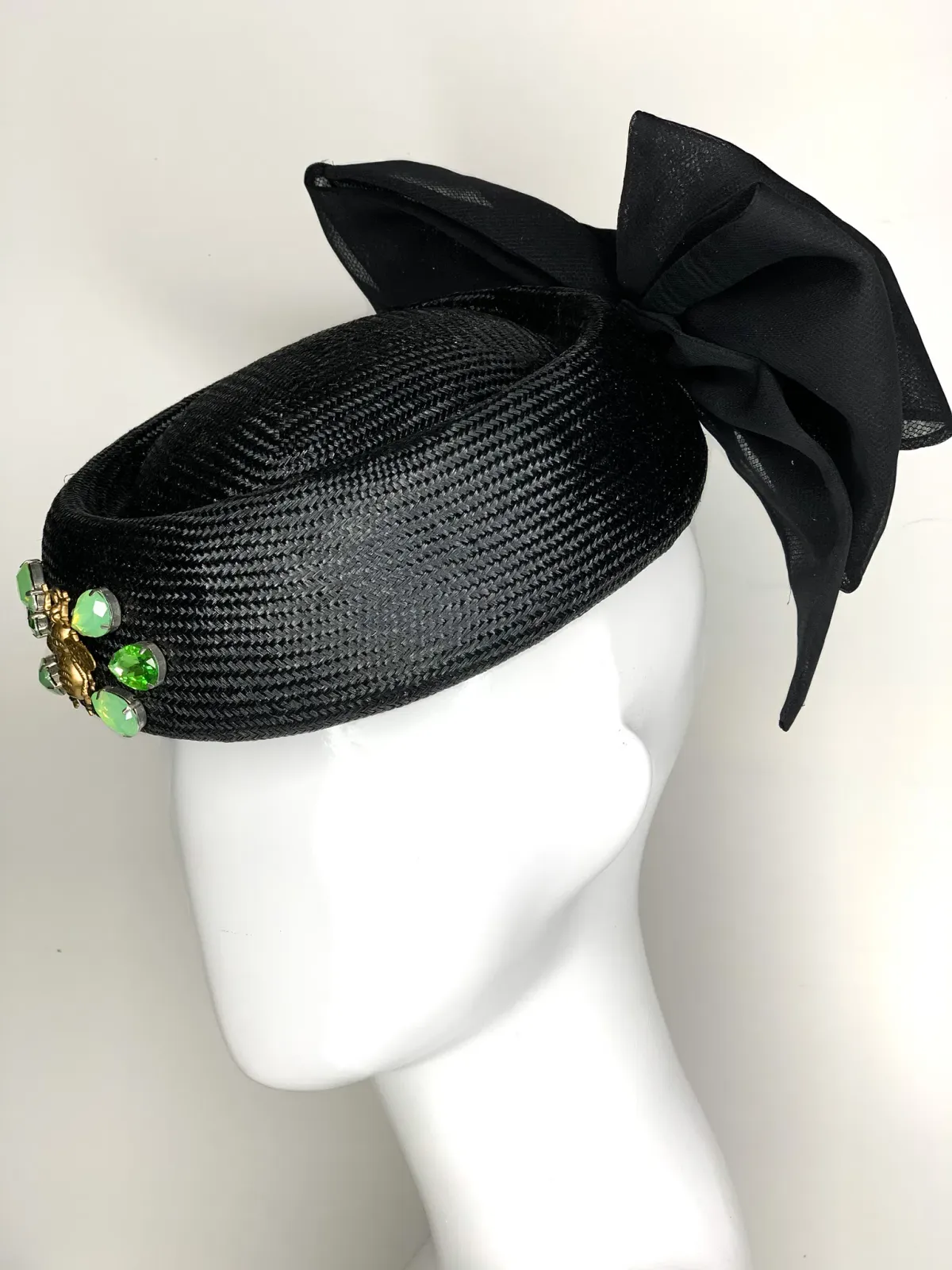 Halo & Rose Pillbox Hat Black/Green - Image 8
