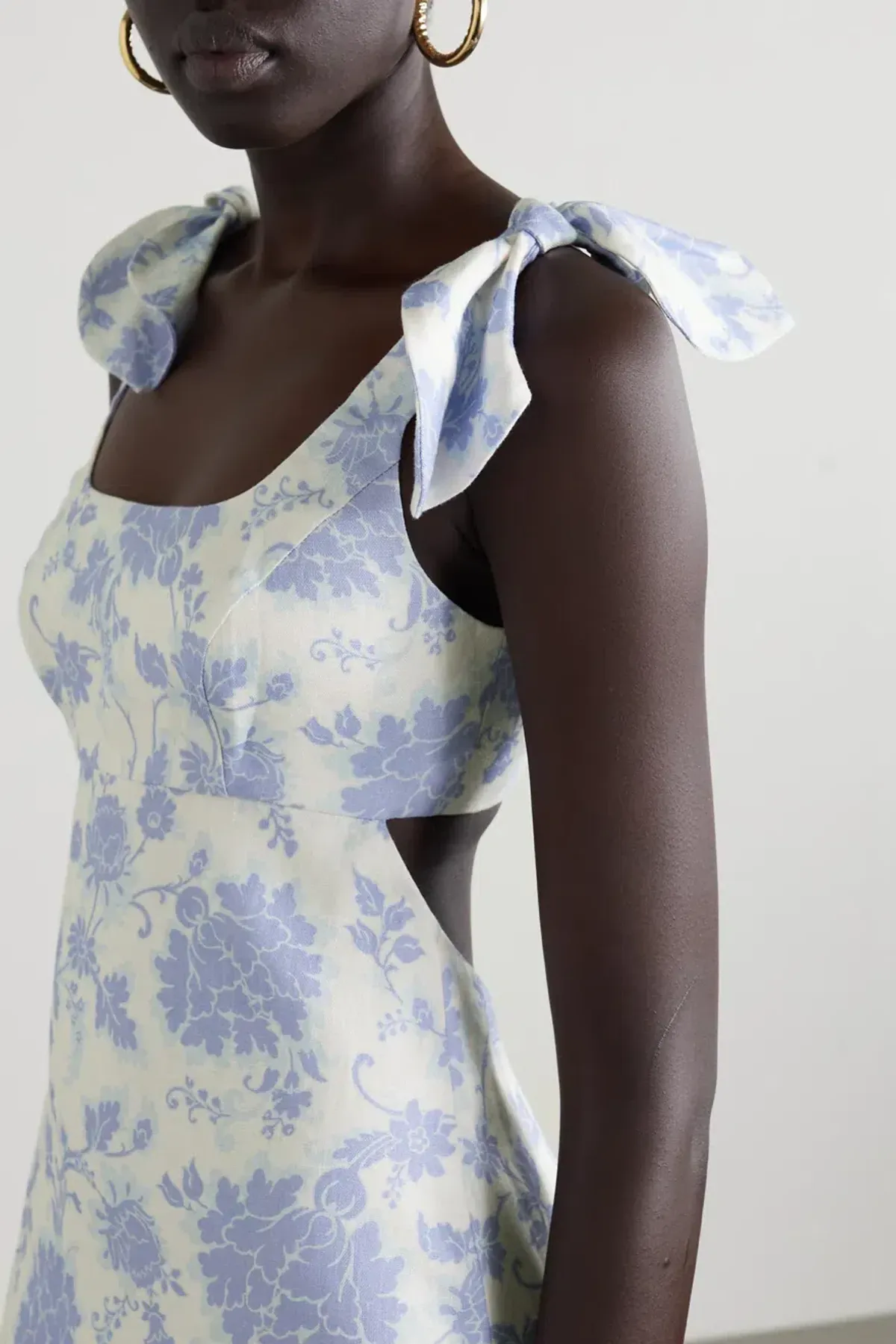 Zimmermann Postcard Tie Shoulder Midi Dress Blue Tonal Floral Size 0 / AU 8 - Image 2