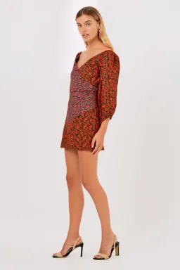Finders Keepers Yasmin Long Sleeve Mini Dress Black Blossom Print Size 4 for rent on The Volte - image 3