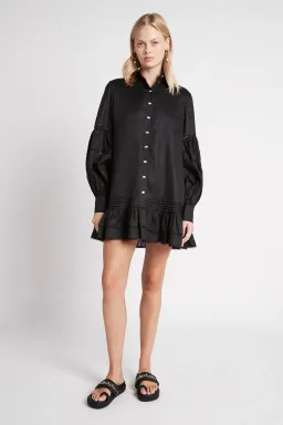 Aje Lotus Shirt Dress Black Size 16 for rent on The Volte - image 1