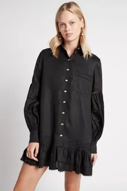 Aje Lotus Shirt Dress Black Size 16 for rent on The Volte - image 2