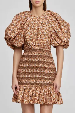 Acler Brooks Mini Dress Neutral Leaves Print Size 8 for rent on The Volte - image 2