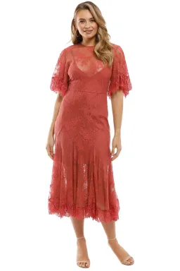 Talulah Blind Love Midi Dress  Rosewood Size 8 for rent on The Volte - image 1