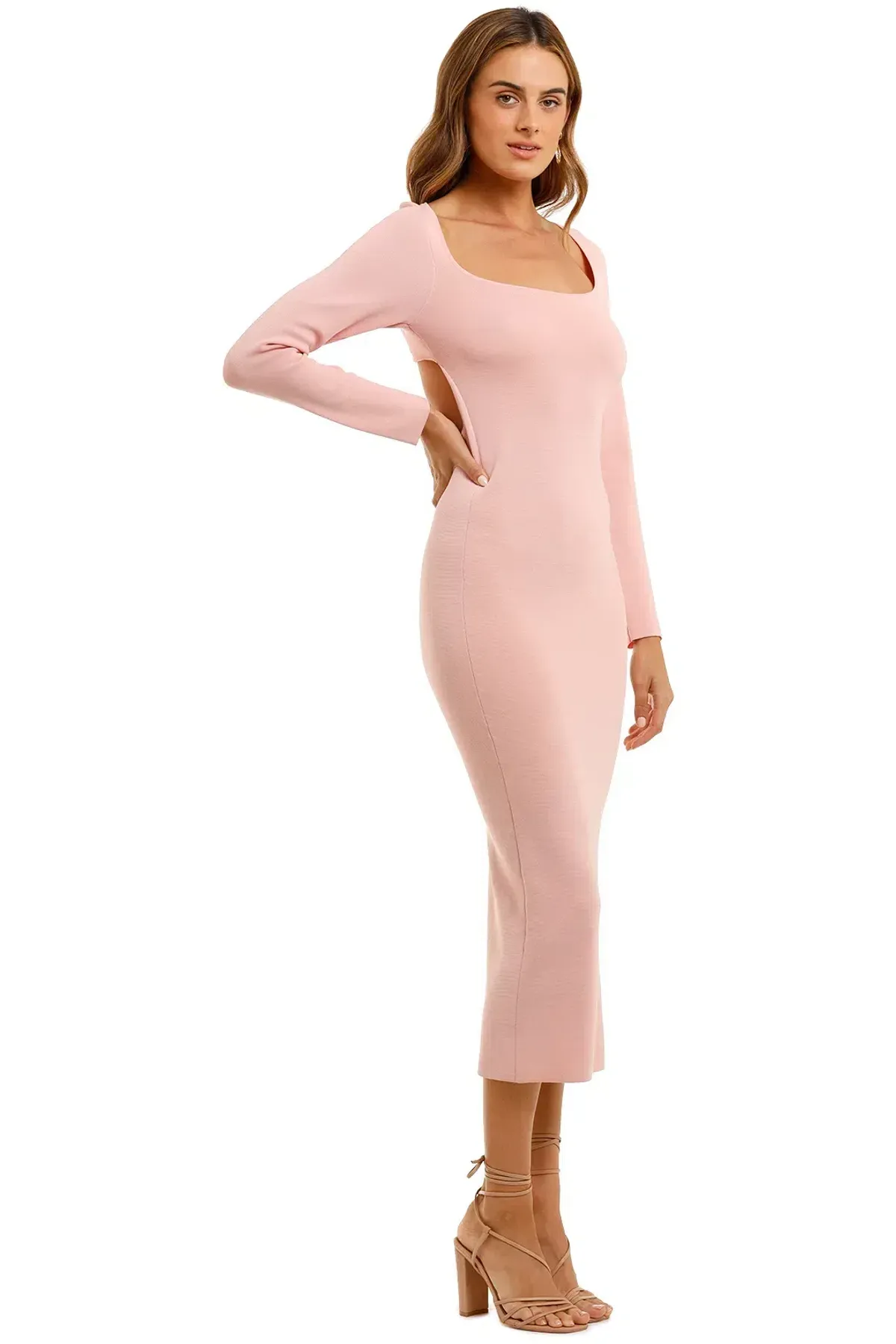By Johnny Tina Twist Scoop Back Evening Knit In Soft Pink Size XS - Image 2