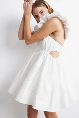 Aje Midsummer Mini Dress Ivory Size 14 for rent on The Volte - image 3