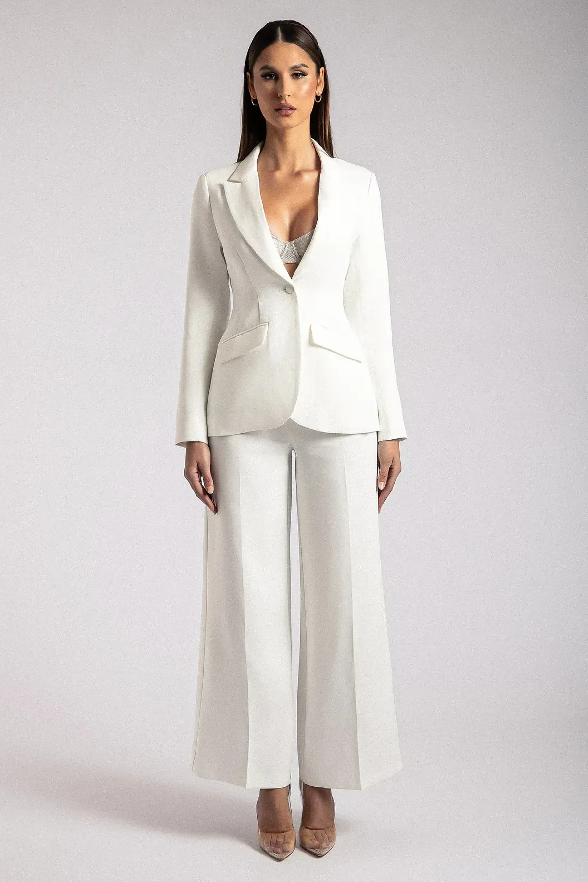 Meshki Helda Fitted Blazer White Size L - Image 1