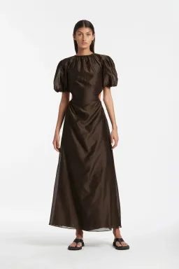Sir the Label Anje Puff Sleeve Dress Brown Size AU 10 for rent on The Volte - image 1